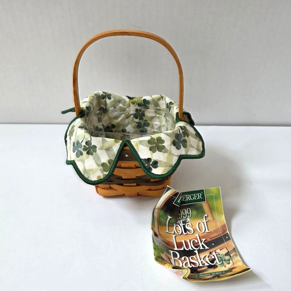 Longaberger Lots of Luck Basket Set 1999 St Patricks Day Shamrock